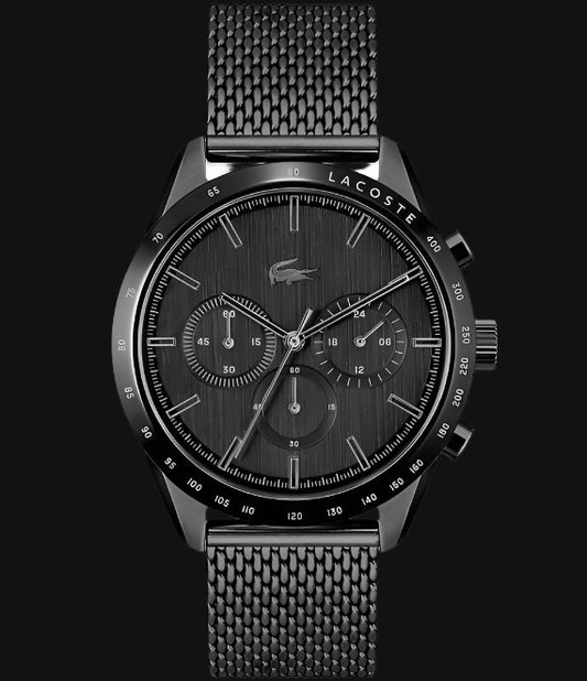 ساعة DL Lacoste Boston Dual Time Chronograph للرجال بمينا دائري أسود - 2011162