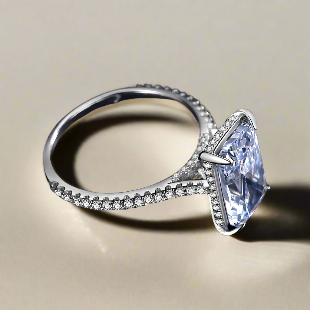 DL 925 Sterling silver Clear Zircon Rectangle Ring (USA EDITION) (LIMITED)