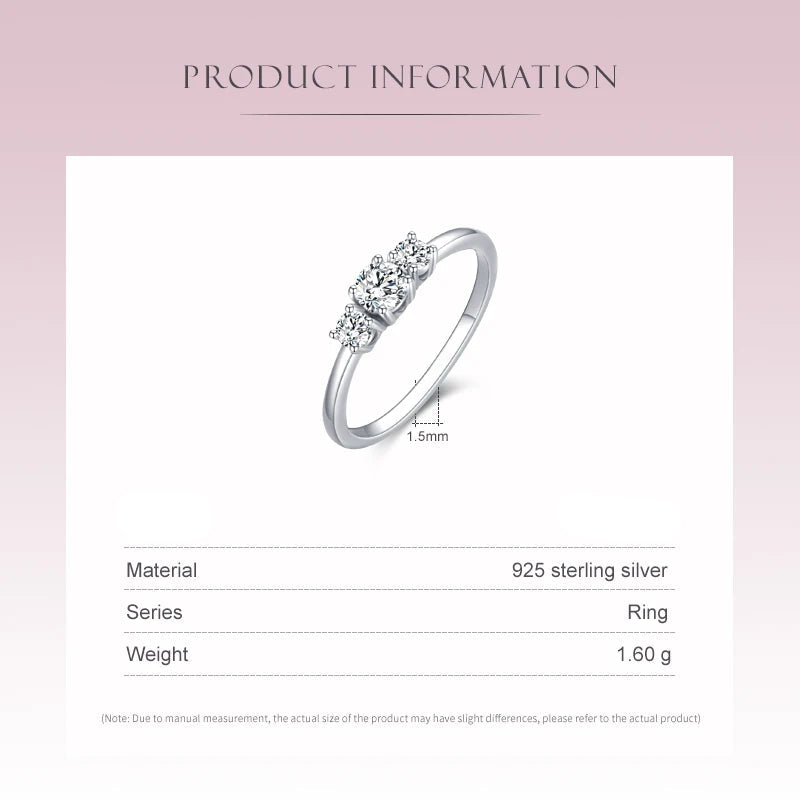 DL 925 Sterling Silver Sparkling Zircon Stackable Ring (Canadian Edition)