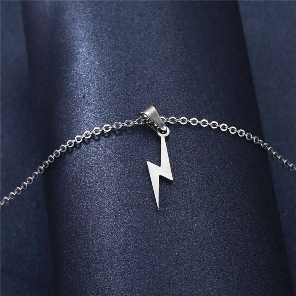 DL Lightning Pendant Long Chain Stainless Steel  Necklace (China Editon)