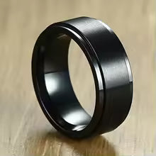 DL  Stainless Steel Anel Stylish Punk Spinner Alliance Ring