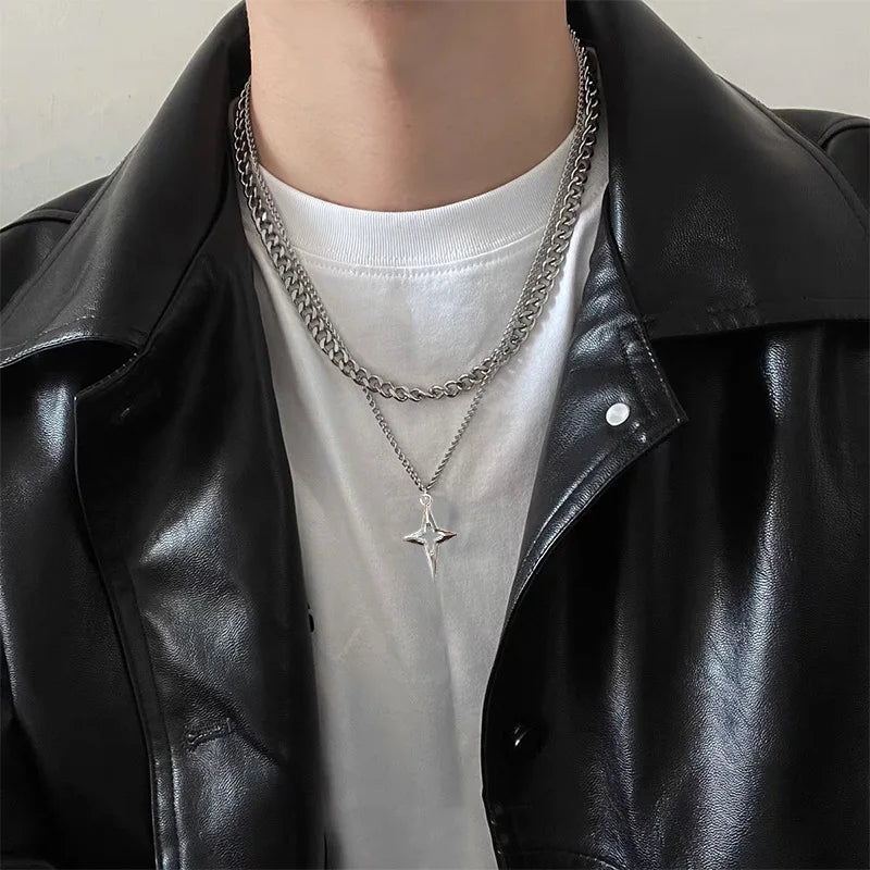 DL Double Layered Cuban Star Pendant Necklace (USA Edition)