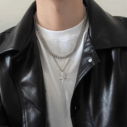DL Double Layered Cuban Star Pendant Necklace (USA Edition)