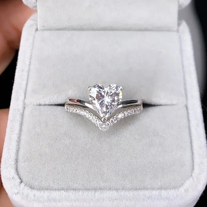 DL Silver Color White Zircon Stones Heart Ring (China Edition)