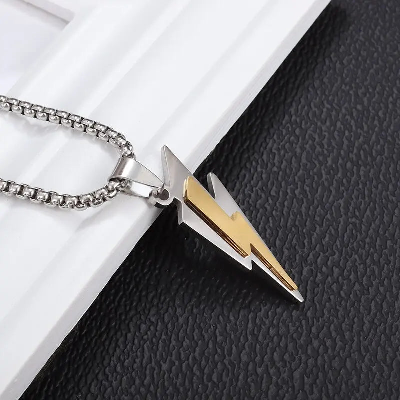 DL Stainless Steel Double Layer Lightning Pendant Necklace (Korean Edition)