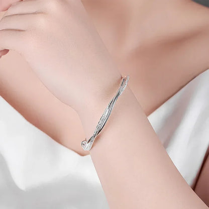 DL 925 sterling silver weave bracelet (Korean Edition)