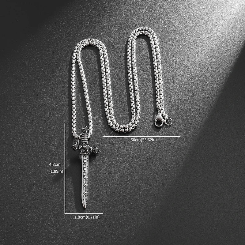 DL Gem Sword Pendant Retro Gothic Necklace (Korean Edition)
