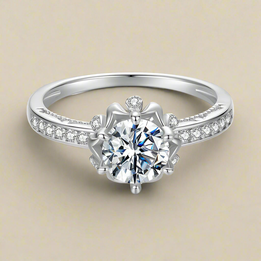 925 sterling silver Moissanite Flower Ring (Korean Edition)