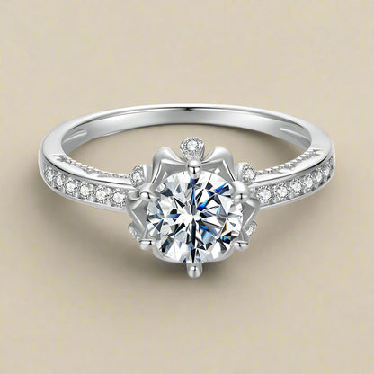 925 sterling silver Moissanite Flower Ring (Korean Edition)