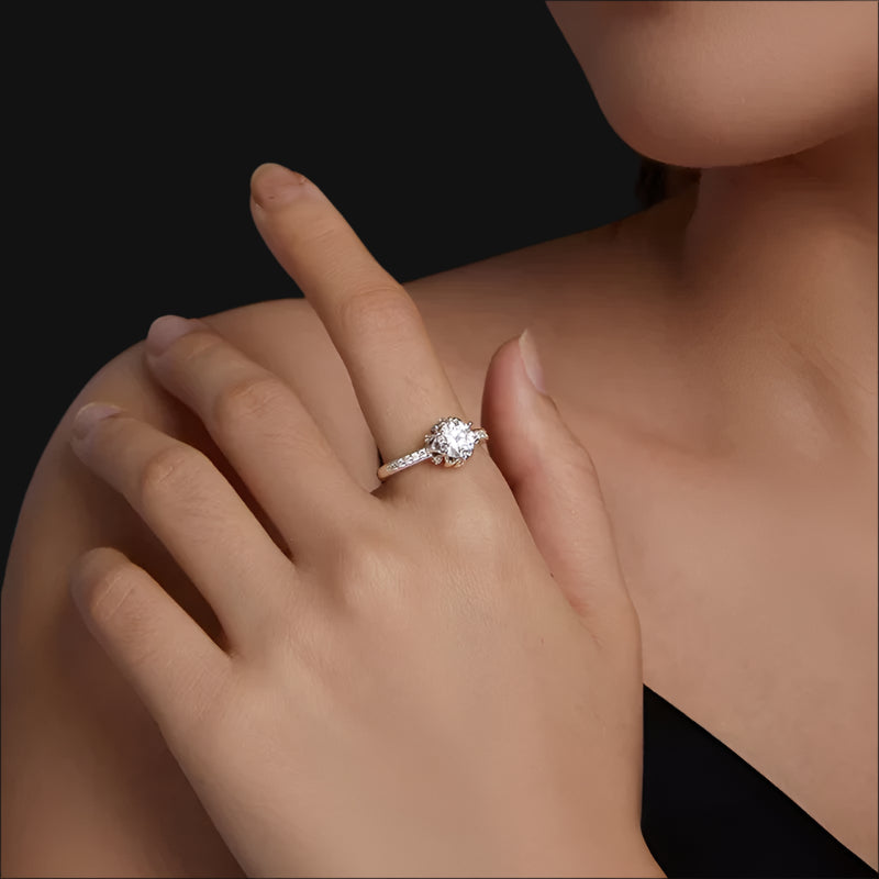 925 sterling silver Moissanite Flower Ring (Korean Edition)