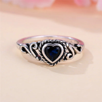 Blue Zircon Love Heart Vintage Fashion Silver (China Edition)