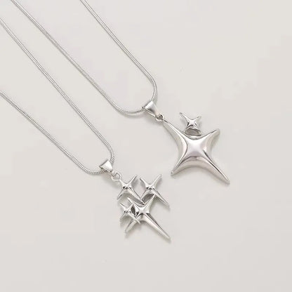 DL Y2K Simple Choker Necklace Four Pointed Star Adjustable Crucifix Pendant Necklace (Korean Edition)