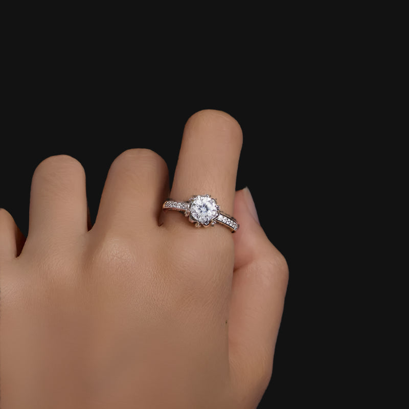 925 sterling silver Moissanite Flower Ring (Korean Edition)
