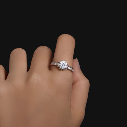 925 sterling silver Moissanite Flower Ring (Korean Edition)