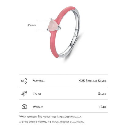 DL 925 Sterling Silver New Design Pink Enamel Ring (Korean Edition)