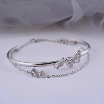 DL Butterfly Heart Double Layer Luxury Bracelet (Korean Edition)