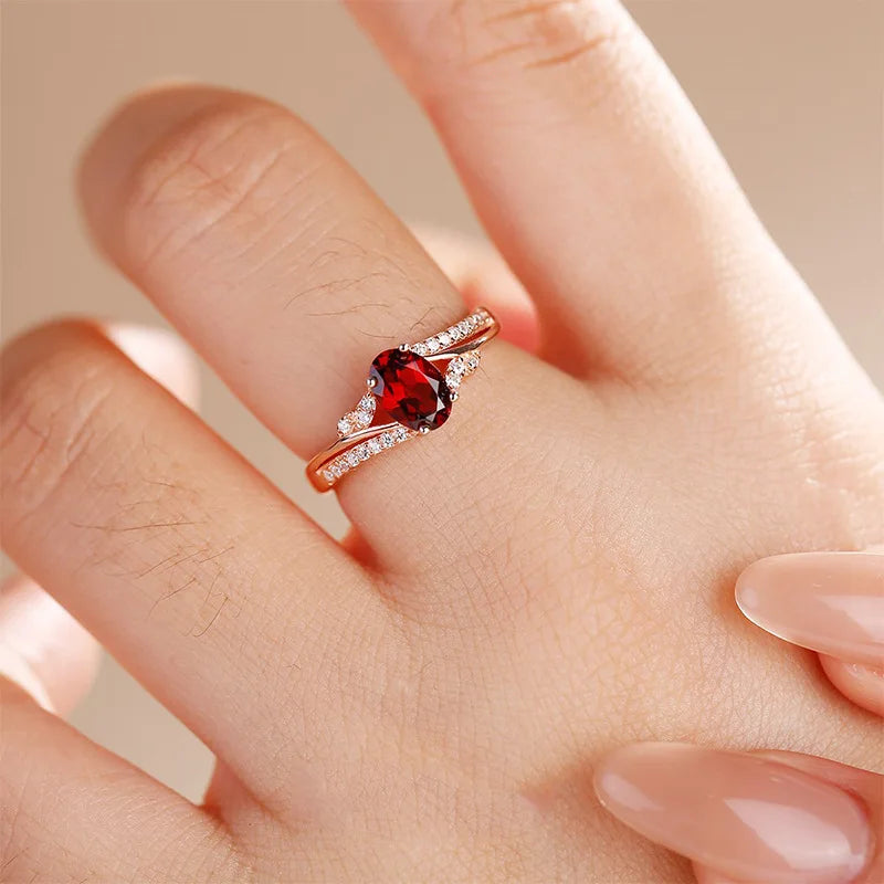 925 Sterling Silver Luxury Ring with Ruby Zircon (Canadian Silver Edition)