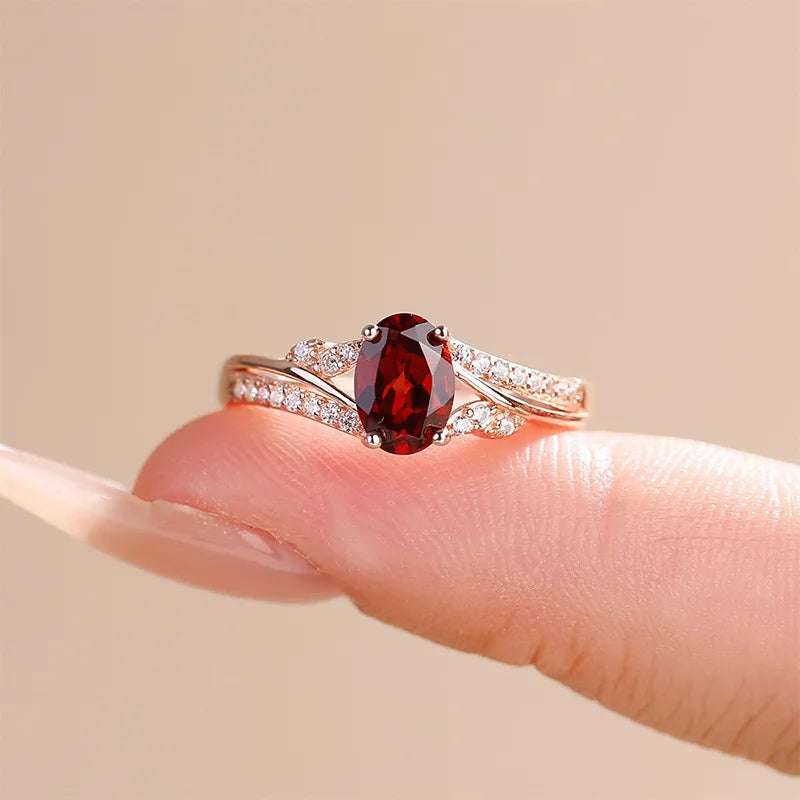 925 Sterling Silver Luxury Ring with Ruby Zircon (Canadian Silver Edition)