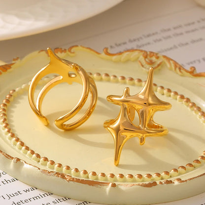 DL Stainless Steel Star Cross Ring (Korean Edition)