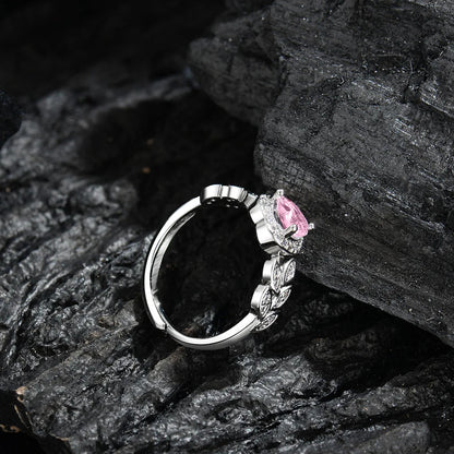 925 Sterling Silver Ring Pink Heart-shaped zirco luxury ring (Italian Edition)