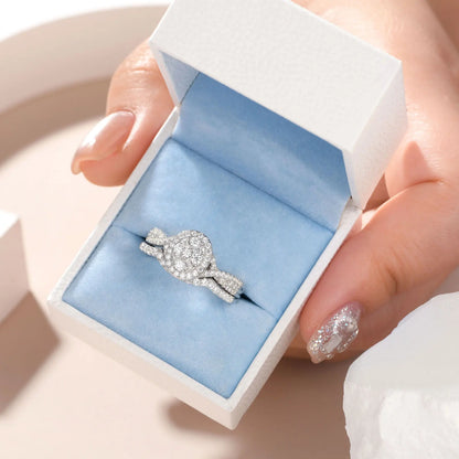 DL 925 Sterling Silver Oval Halo Cubic Zircon Bridal Ring (Korean Edition)
