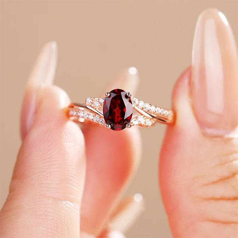 925 Sterling Silver Luxury Ring with Ruby Zircon (Canadian Silver Edition)