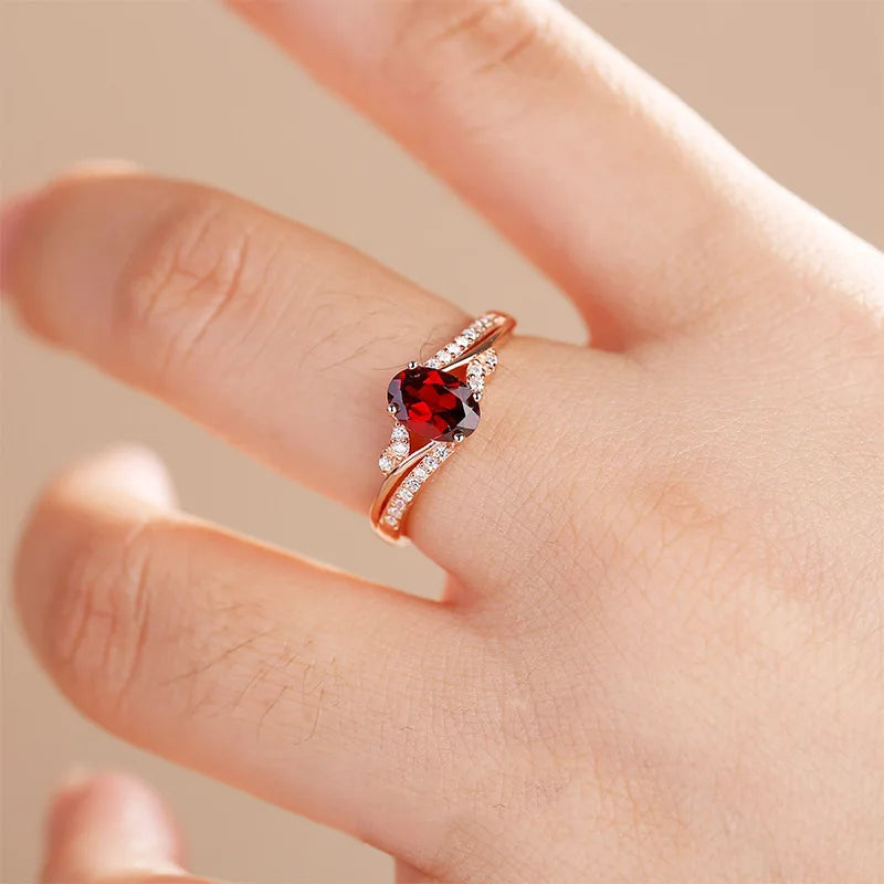 925 Sterling Silver Luxury Ring with Ruby Zircon (Canadian Silver Edition)