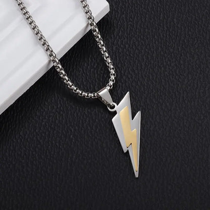 DL Stainless Steel Double Layer Lightning Pendant Necklace (Korean Edition)