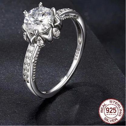 925 sterling silver Moissanite Flower Ring (Korean Edition)