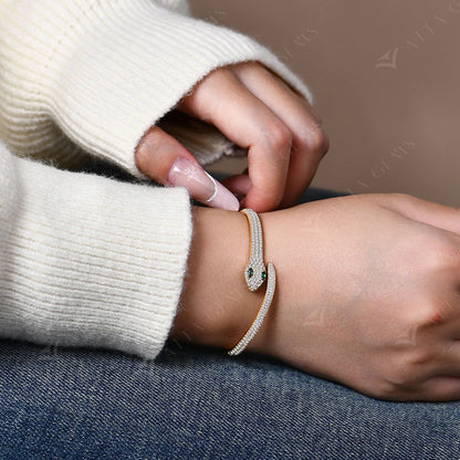 DL S925 Silver moissanite Snake Bracelet (USA Edition)