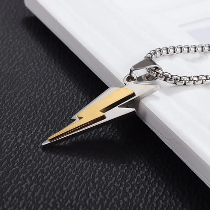 DL Stainless Steel Double Layer Lightning Pendant Necklace (Korean Edition)