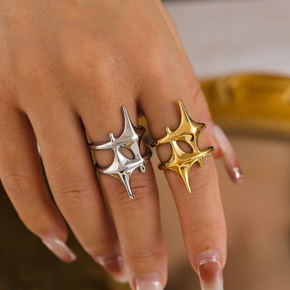 DL Stainless Steel Star Cross Ring (Korean Edition)