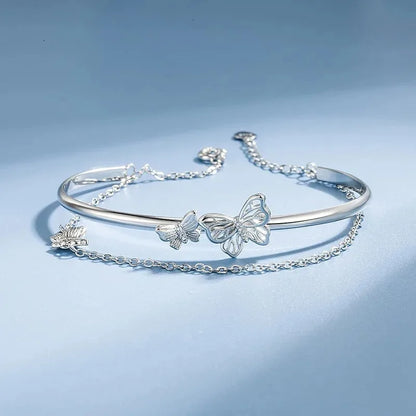 DL Butterfly Heart Double Layer Luxury Bracelet (Korean Edition)