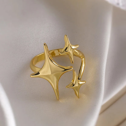 DL Stainless Steel Star Cross Ring (Korean Edition)