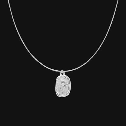 DL 316L Stainless Steel Fashion Metal Tulip Rose Pendant Necklace (France Edition)