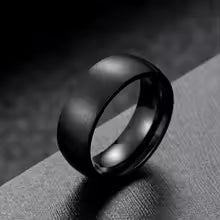 DL Black Solid Simple Vintage Rings For Men