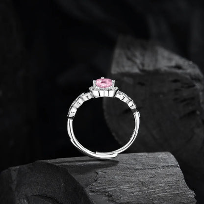 925 Sterling Silver Ring Pink Heart-shaped zirco luxury ring (Italian Edition)