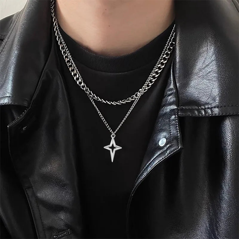 DL Double Layered Cuban Star Pendant Necklace (USA Edition)
