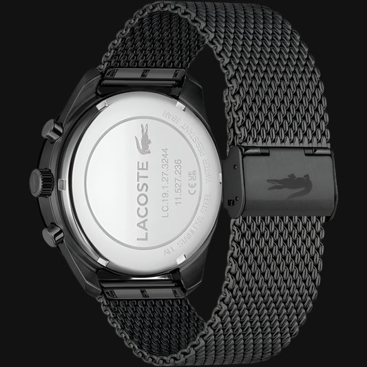 ساعة DL Lacoste Boston Dual Time Chronograph للرجال بمينا دائري أسود - 2011162